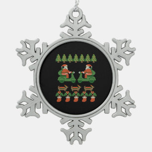 Frohe Weihnachten glücklich neues Jahr, santa Pixe Schneeflocken Zinn-Ornament