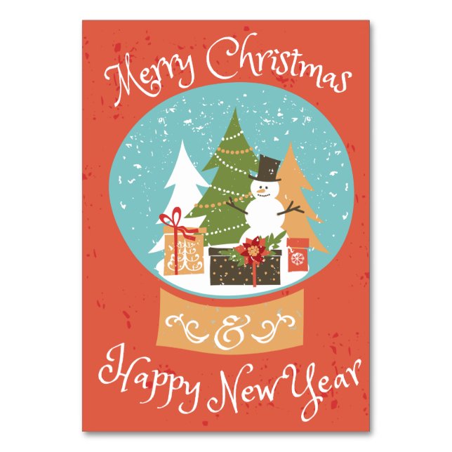 Frohe Weihnachten glücklich Neues Jahr Tischnummer (Vorderseite)