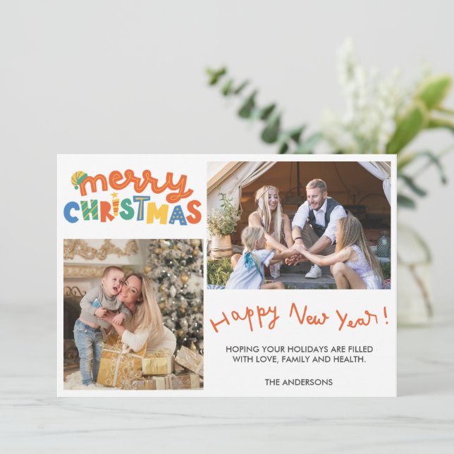 Frohe Weihnachten glücklich Neujahr Familie Foto (Stehend Vorderseite)