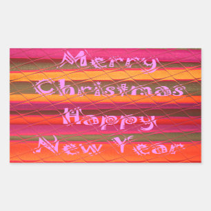 Frohe Weihnachten glücklich Neujahr Farbgestaltung Rechteckiger Aufkleber