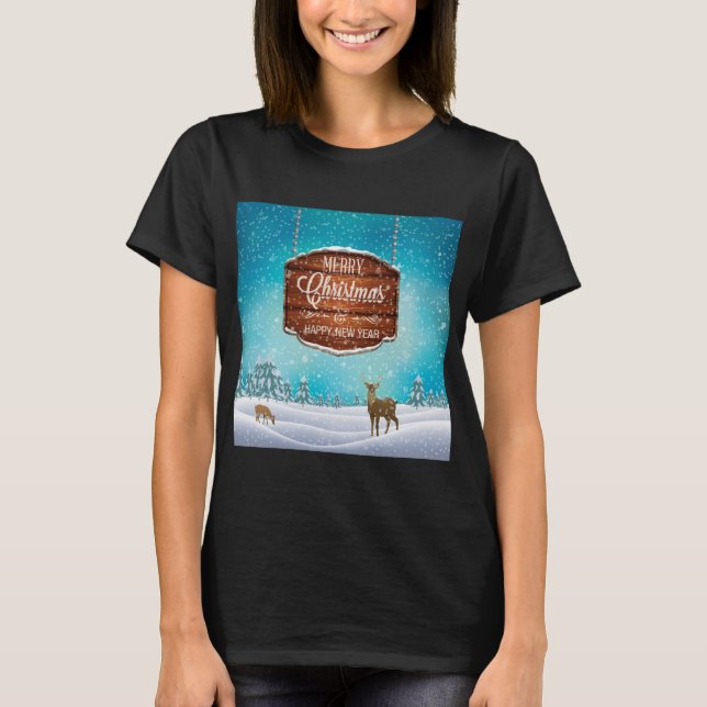 Frohe Weihnachten glücklich New Year Deer T-Shirt (Vorderseite)
