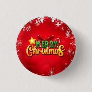 Frohe Weihnachten glücklich Xmas Red Green Holiday Button