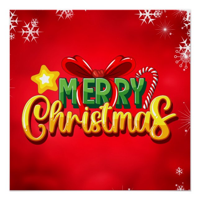 Frohe Weihnachten glücklich Xmas Red Green Holiday Poster (Vorderseite)