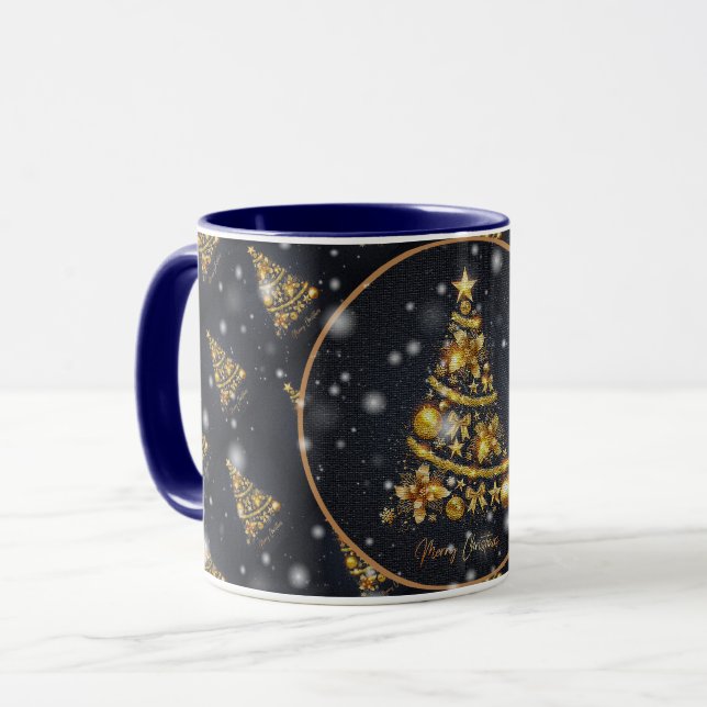 Frohe Weihnachten glücklich Zeit Geschenk Tasse (Vorderseite Links)