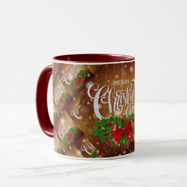 Frohe Weihnachten glücklich Zeit Geschenk Tasse (Vorderseite Links)