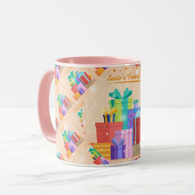Frohe Weihnachten glücklich Zeit Geschenk Tasse (Vorderseite Links)
