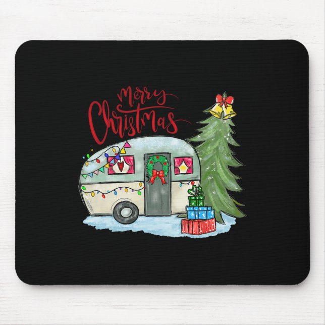 Frohe Weihnachten glückliche Camper Fun Camping Li Mousepad (Vorne)