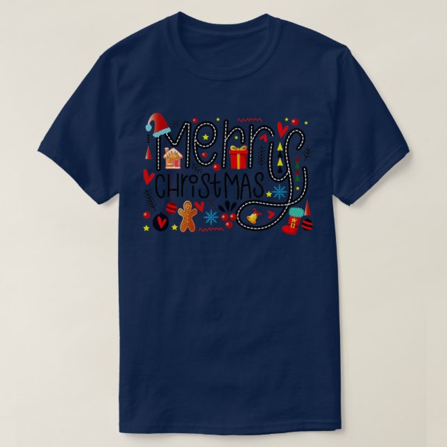 Frohe Weihnachten glückliche Familie Weihnachten W T-Shirt (Design vorne)