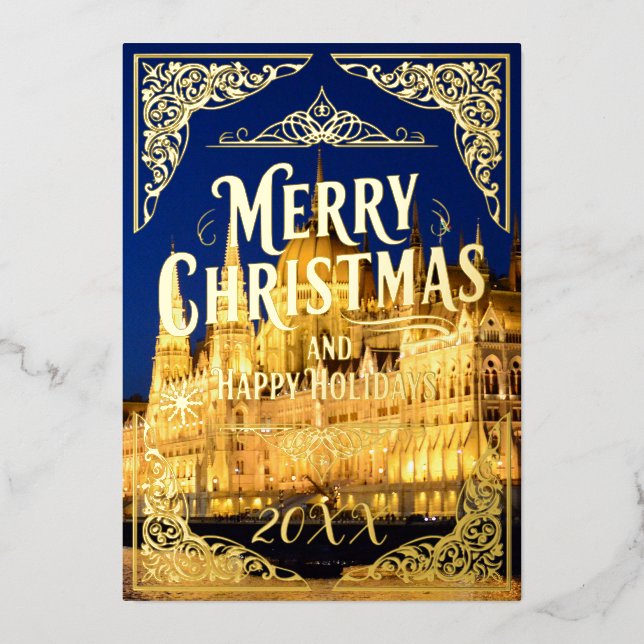 Frohe Weihnachten glückliche Feiertage Jahr Budape (Vorderseite)