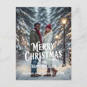 Frohe Weihnachten/glückliche Feiertage Paare Foto  Feiertagspostkarte