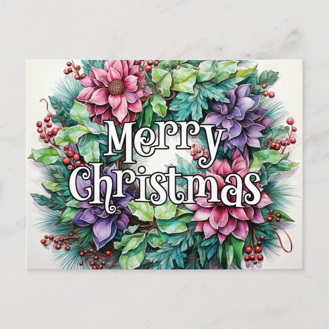 Frohe Weihnachten glückliche Ferien, alle Postkarte (Vorderseite)