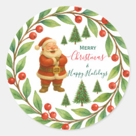 Frohe Weihnachten & glückliche Ferien Weihnachtsfe Runder Aufkleber
