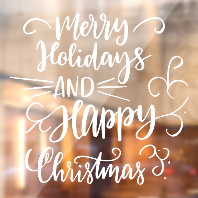 Frohe Weihnachten glückliche Ferien White Fensteraufkleber (Blatt 2)