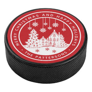Frohe Weihnachten glückliche Ferien Winter Persona Eishockey Puck