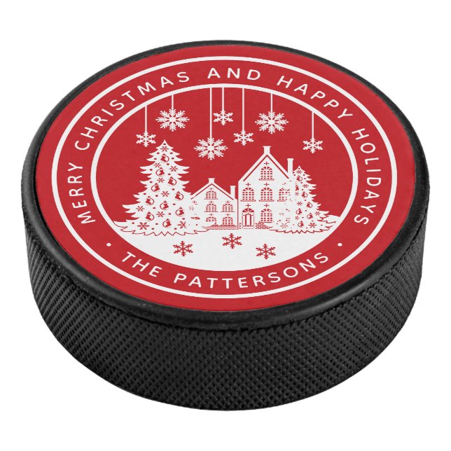 Frohe Weihnachten glückliche Ferien Winter Persona Eishockey Puck (3/4)