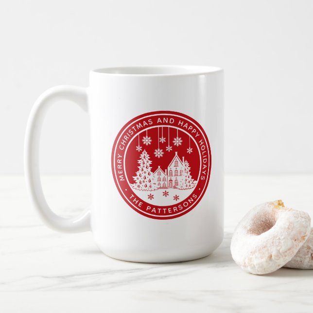 Frohe Weihnachten glückliche Ferien Winter Persona Kaffeetasse (Mit Donut)