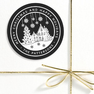 Frohe Weihnachten glückliche Ferien Winter Persona Runder Aufkleber