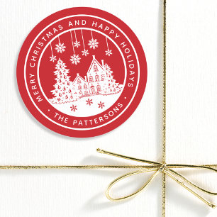 Frohe Weihnachten glückliche Ferien Winter Persona Runder Aufkleber