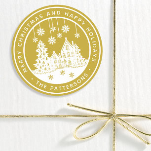 Frohe Weihnachten glückliche Ferien Winter Persona Runder Aufkleber