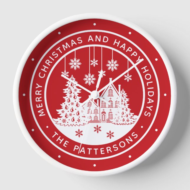 Frohe Weihnachten glückliche Ferien Winter Persona Uhr (Vorderseite)