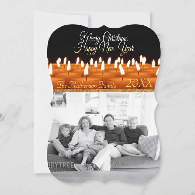 "Frohe Weihnachten" "Glückliche Neujahrskandale" Feiertagskarte (Vorderseite)