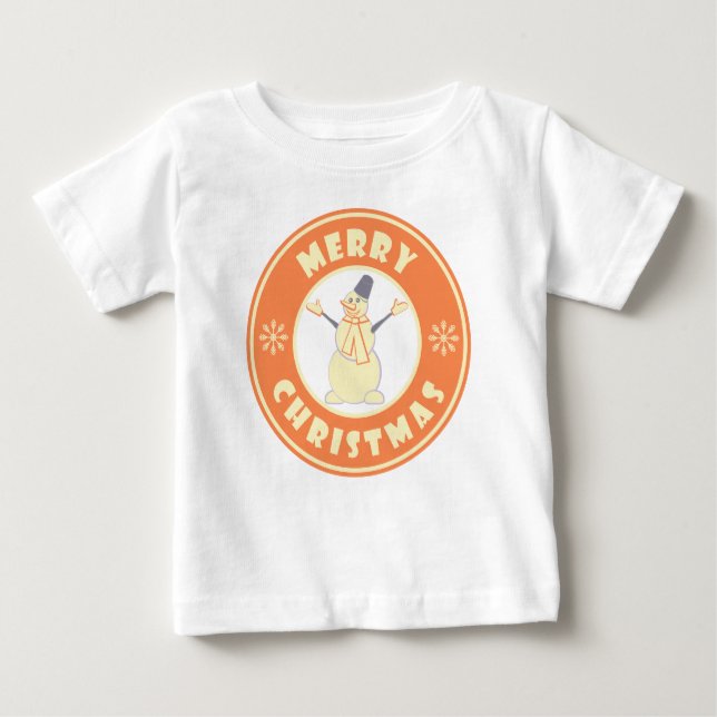 Frohe Weihnachten glückliche Snowman berühmten Kaf Baby T-shirt (Vorderseite)