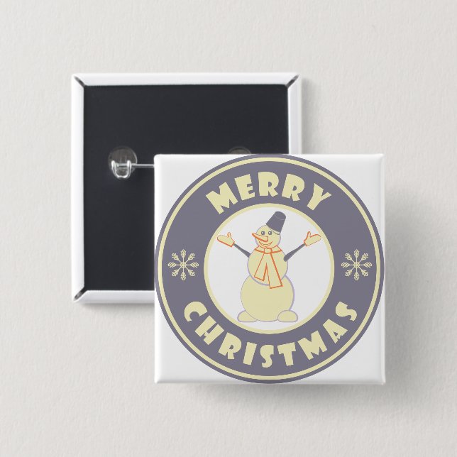 Frohe Weihnachten glückliche Snowman berühmten Kaf Button (Vorne & Hinten)