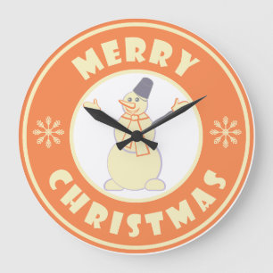 Frohe Weihnachten glückliche Snowman berühmten Kaf Große Wanduhr