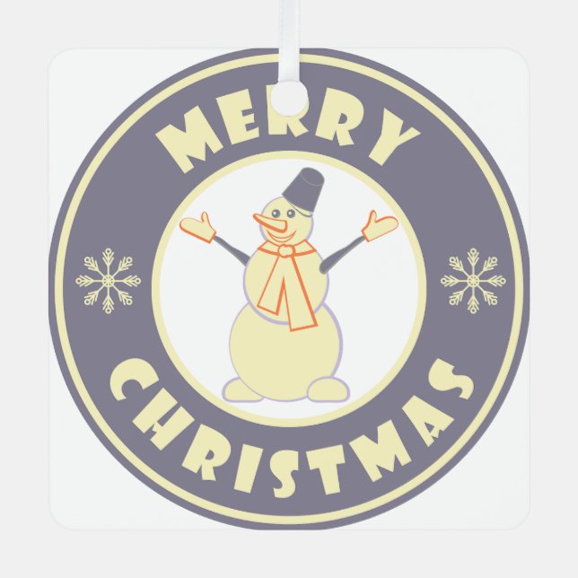 Frohe Weihnachten glückliche Snowman berühmten Kaf Ornament Aus Metall (Vorderseite)