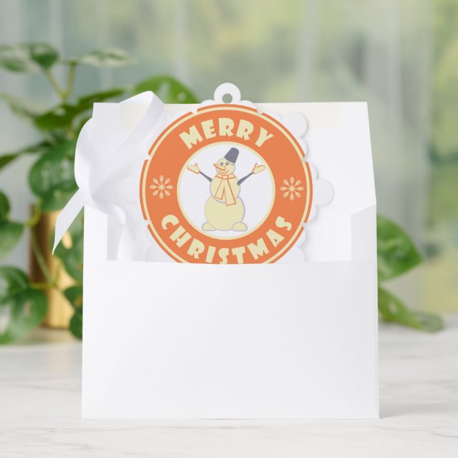 Frohe Weihnachten glückliche Snowman berühmten Kaf Ornament Karte (Umschlag)