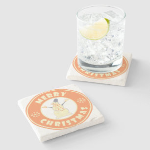 Frohe Weihnachten glückliche Snowman berühmten Kaf Steinuntersetzer