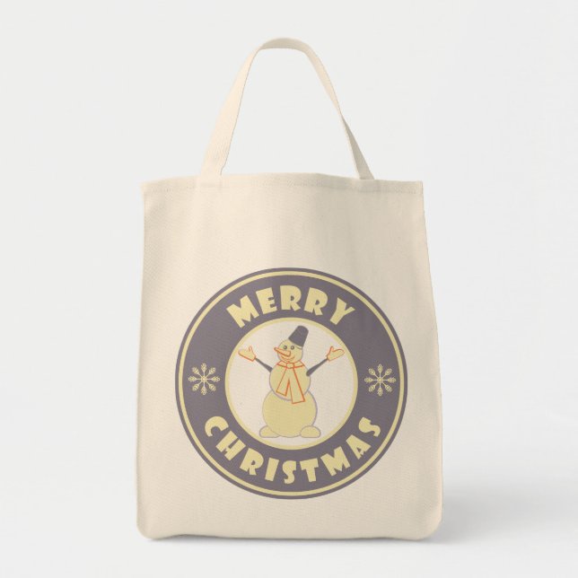 Frohe Weihnachten glückliche Snowman berühmten Kaf Tragetasche (Vorne)