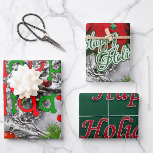 Frohe Weihnachten glückliche Tage Geschenkpapier Set