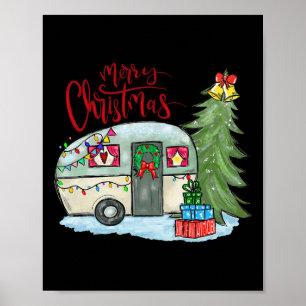 Frohe Weihnachten Glücklicher Camper Spaß Camping Poster