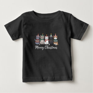 Frohe Weihnachten glückliches Katzenjahr Katzenlie Baby T-shirt