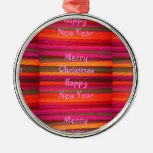 Frohe Weihnachten Glückliches Neues Jahr Leinwand Silbernes Ornament