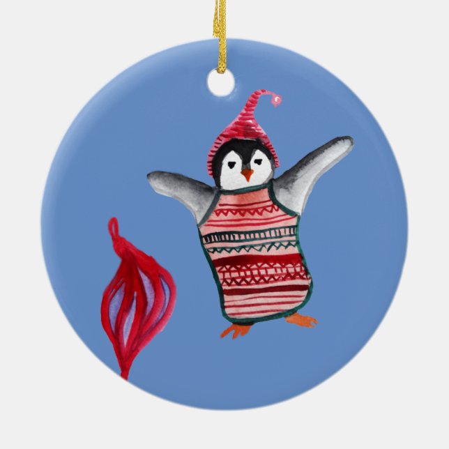 Frohe Weihnachten, glückliches Neues Jahr, Niedlic Keramik Ornament (Hinten)