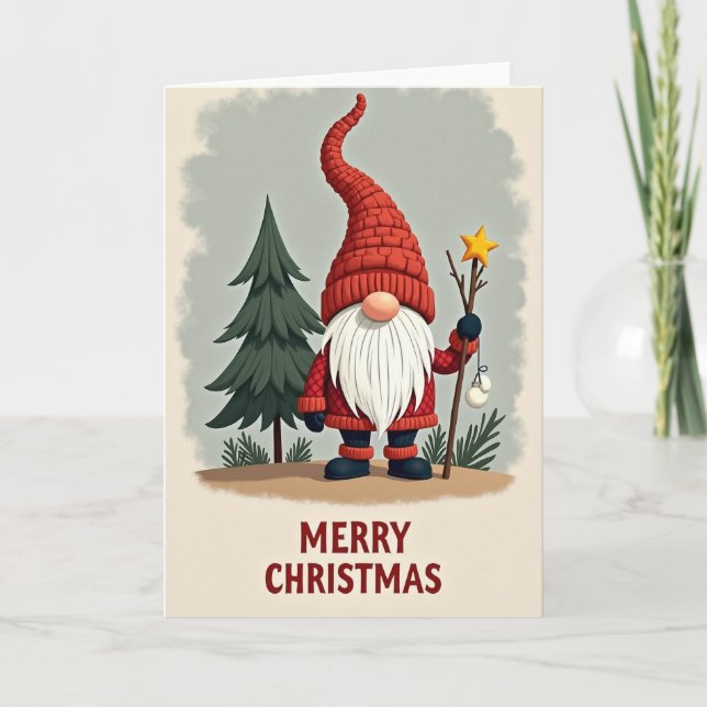 Frohe Weihnachten Gnom Karte (Vorderseite)