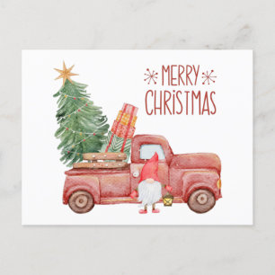 Frohe Weihnachten Gnom mit vintage rotem LKW