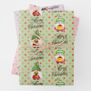 Frohe Weihnachten Gnome Und Punkte Geschenkpapier Set