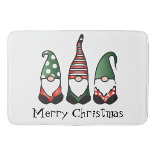 Frohe Weihnachten Gnomes Red Green Badematte