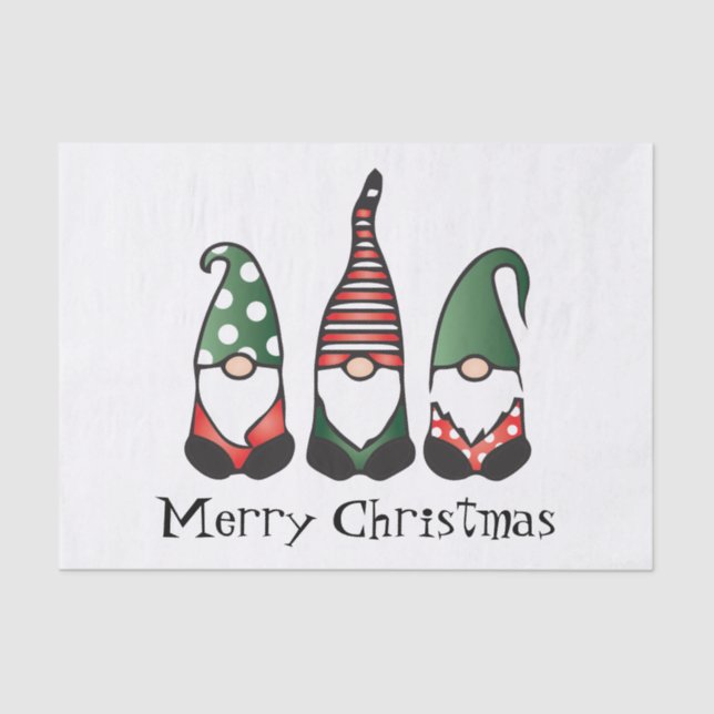 Frohe Weihnachten Gnomes Red Green Seidenpapier (Vorderseite)