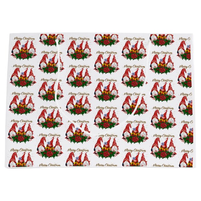 Frohe Weihnachten Gnomes Trendy Adorable Holiday Große Geschenktüte (Vorderseite)