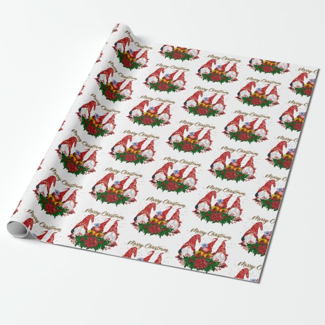 Frohe Weihnachten Gnomes Trendy Niedlich Fun Holid Geschenkpapier (Ungerollt)