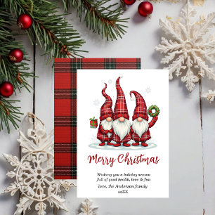 Frohe Weihnachten Gnomies rotes Karomuster Non-Fot