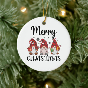 Frohe Weihnachten Gnomies Weihnachts-Gnome  Keramik Ornament