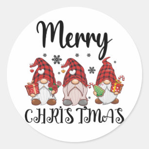 Frohe Weihnachten Gnomies Weihnachts-Gnome  Runder Aufkleber