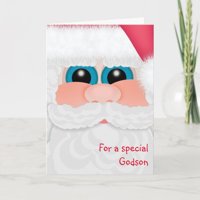 Frohe Weihnachten Godson Fun Santa Card (Vorderseite)