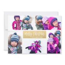 Frohe Weihnachten Gold 5 Foto Collage Urlaubskarte