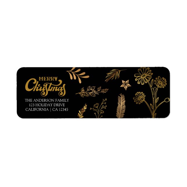 Frohe Weihnachten Gold Arch Black Elegante Adresse (Vorne)